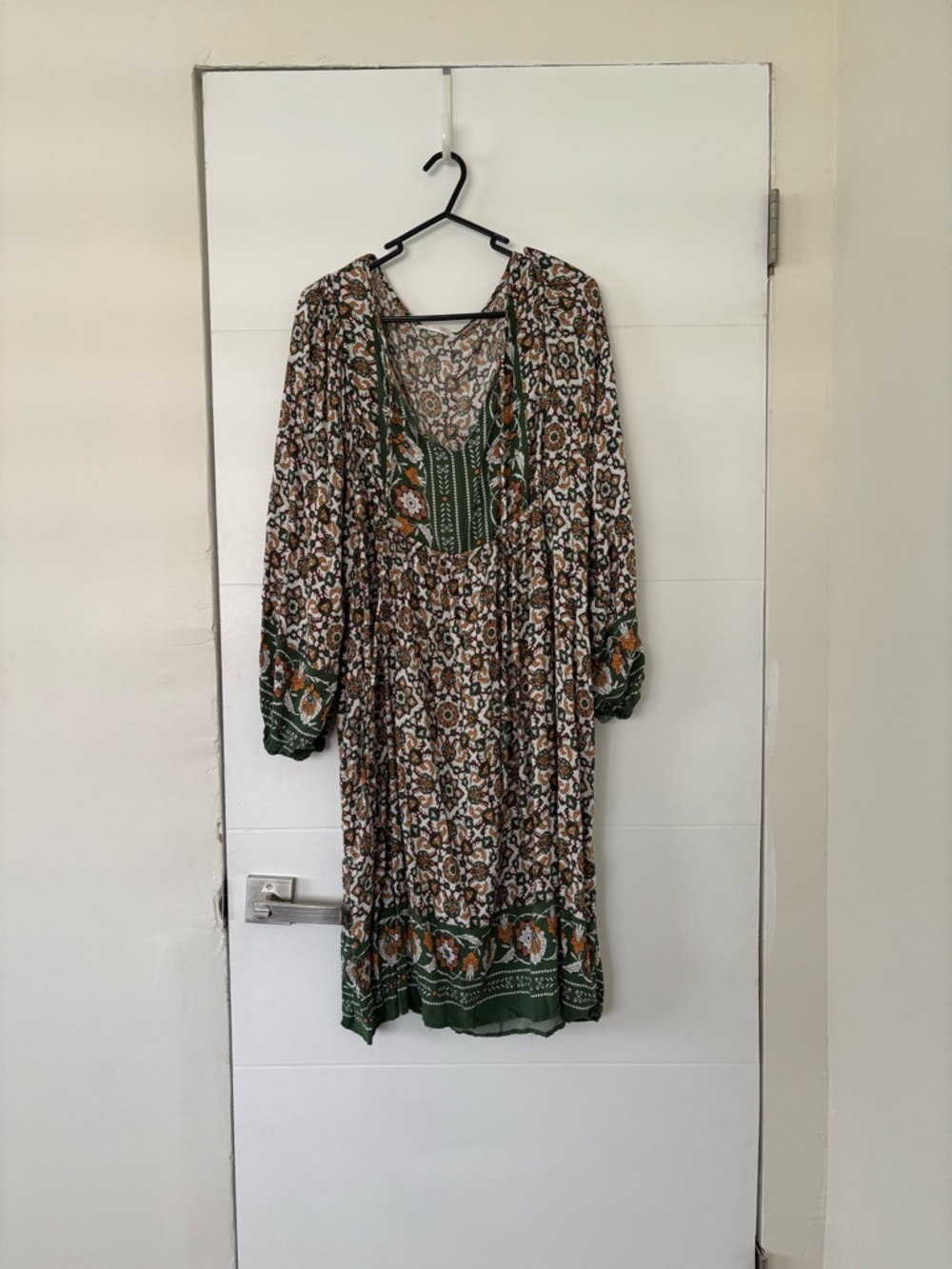 Green Floral Boho Midi Dress